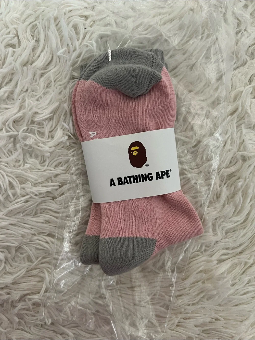 Bape crew socks logo striped men’s or women’s Unisex size 8-11